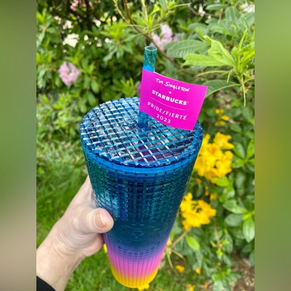 Starbucks NWT + Tim Singleton PRIDE Rainbow 24oz Gridded Tumbler “Kevin” - Picture 3 of 6